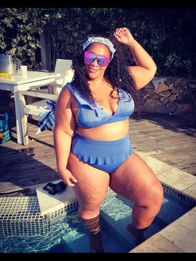 💣3/$15 Blue Ruffled Plus Sized Two-Piece Bikini Set